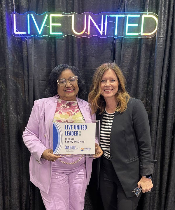 Jacquie Easley McGhee honored with the United Way Leader Award at the Annual Live United Awards Luncheon