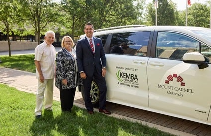 Left to right: Mike Curtin, Foundation Board; Deanna Stewart, Foundation President and Mark Decello, KEMBA Financial Credit Union President & CEO.