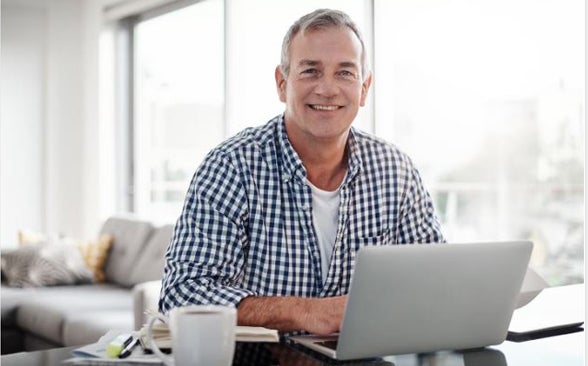 man on computer