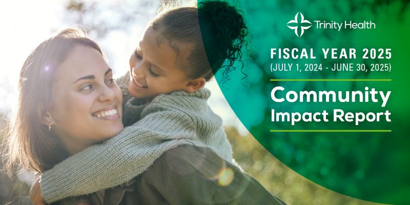 Cover of the Community Impact report with mother and daughter hugging.